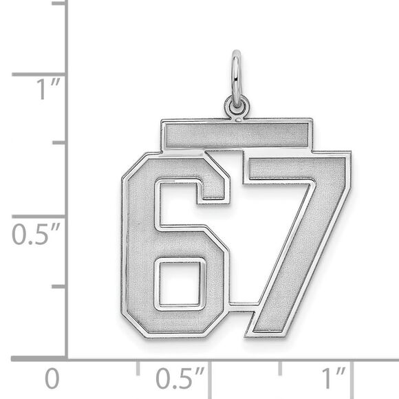 Sterling Silver, Athletic Collection Medium Polished Number 67 Pendant - Picture 4 of 5